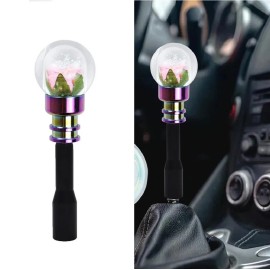 Unbranded Universal JDM Clear Crystal Glitter Pink Rose Flower Ball Manual Gear Shift Knob