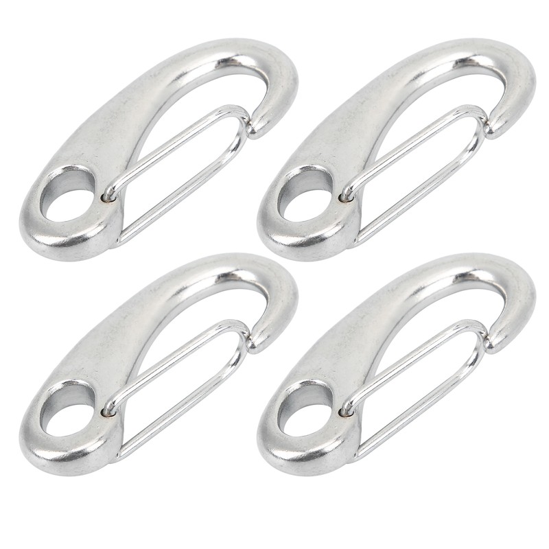4pcs 100mm Heavy Duty Snap Rope Hook Stainless Steel Spring