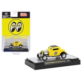 M2 1932 Ford Roadster Three Window Coupe Yellow with Black Top Mooneyes Limited Edition to 3600 pieces Worldwide 1/64 Diecast Model Car Machines