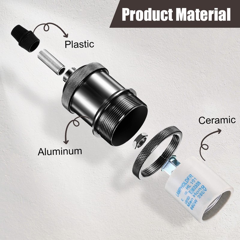 Hortsun 16 Packs E26 Vintage Ceramic Lamp Socket, Edison Industrial