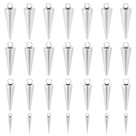UNICRAFTALE 48 Pieces 4 Sizes Cone Pendant Stainless Steel Spike Charms Punk Style Spike Pendant Dangle Charm for DIY Necklaces Earrings Bracelets Jewellery Making