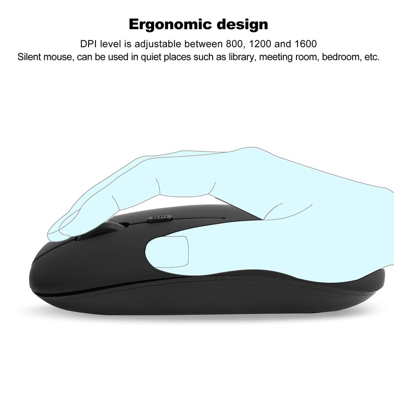 Qiilu Ratón Wireless Tablet Mouse Negro Inalámbrico Bluetooth 5.0 Ratones