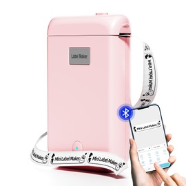 Label Maker Machine with Tape, Label Makers with Multiple Templates, Mini Label Maker Widely Used in Home Office School Organization, Bluetooth Label Printer Easy to Use for Small Labels, Pink