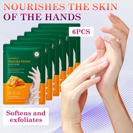 LZYLLS 6 Pairs Hand Masks Moisturizing Gloves, Hydrating Hand Mask Moisturizer Gloves Care for Dry Cracked Hands, Smooth Long Lasting Soft Firming Hand Mask Gift Set for Men Women（I