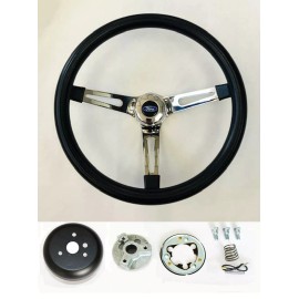 GT Performance 1965-1969 Fairlane Ranchero Galaxie Black Foam on Chrome Steering wheel 15"