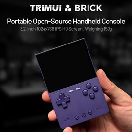 Trimui Brick Portable Retro Game Console 3.2 Inch IPS 1024x768 Screen, Built in 64GB Linux System Card 3000mAh Long-Life Rechargable Battery Retro Handheld (Purple 64GB)