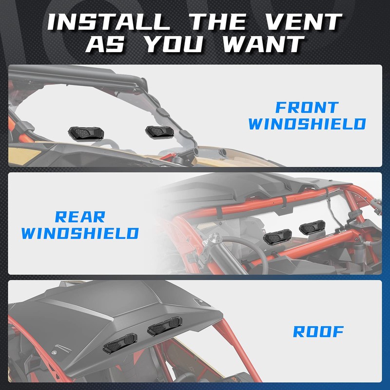 KEMIMOTO UTV Windshield Vents, 2PCS Universal Windshield Vent Fits Polycarbonate