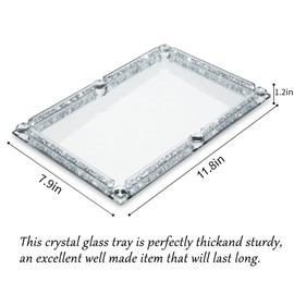 Mirror Crystal Perfume Tray,Crushed Diamond Filled Crystal Glass Vanity Tray,Jewelry Trinket Holder,Decorative Tray for Home,Party,Hotel Banquet