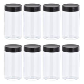 sourcing map Round Plastic Jars with Black Screw Top Lid, 5oz/ 150ml Wide-mouth Clear Empty Containers for Storage, Organizing, 15Pcs