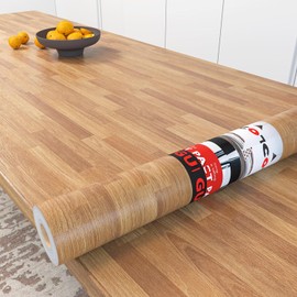 Decotalk Wood Contact Paper for Countertops - 17.7x400 inch Waterproof Contact Paper for Countertops Butcher Block Countertop Cover Peel and Stick Countertop Vinyl Wrap Renter Friendly Wood Wallpaper