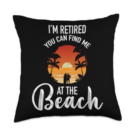 Retired 2025 You Can Find Me At The Beach Lover Trip Retro Throw Pillow