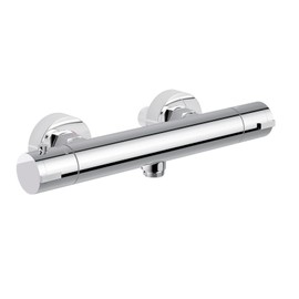 SAMODRA Thermostatic Shower Mixer Bar, Wall Mounted Shower Mixer Tap with Anti-Scald Body, Shower Valve Thermostat with Safety Lock at 38℃,Chrome