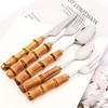 Snplowum 8pcs Natural Bamboo Salad Fork Set, Dessert Fork For