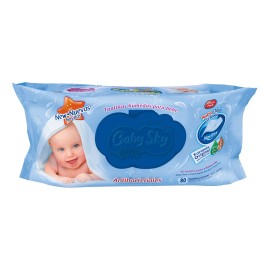 Toallitas Húmedas Para Bebé Baby Sky, Caja Con 12 Paquetes Con 80 Toallas c/u