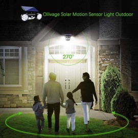 Solar Lights Outdoor, Ollivage 30 LED Solar Security Lights with Motion Sensor Outdoor Spotlights IP65 Waterproof 360° Adjustable Solar Wall Lights Outdoor for Yard Garage Patio Porch, 4 Pack
