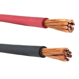 #1 Gauge AWG - Flex-A-Prene - 100% Copper Welding/Battery Cable - Black & Red - 600 V - Made in USA (5 FEET OF EACH COLOR)