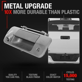 Tailgate Handle Assembly Replacement, Upgraded Metal - Compatible with 2007-2013 Toyota Tundra - Exterior Tailgate Latch, Textured Black - OEM 69090-0C050, 81214, TO1915119