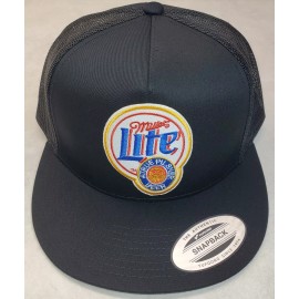Yupoong Miller Lite Beer Patch Trucker Hat / YP Classics 6006 Black/Black