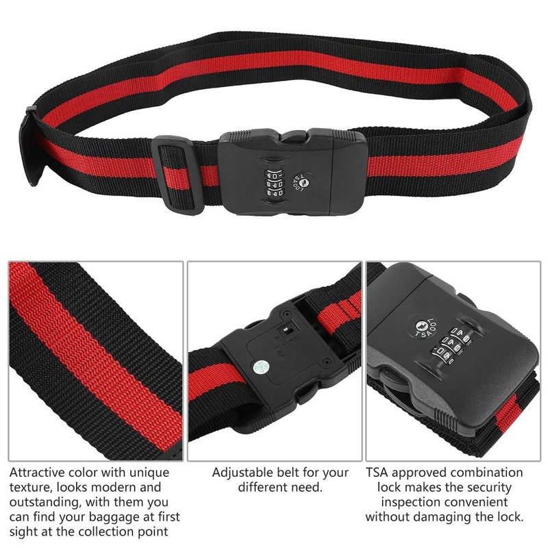 Luggage Strap Cross, Suitcase Belt TSA Combination Luggage Straps with