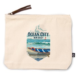 Lantern Press Ocean City, New Jersey, Lifeboat on Beach, 100% Cotton Zipper Pouch, Travel Accessory, Go Bag