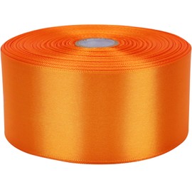 Baocuan 2 inch x 50 Yards Orange Single Face Satin Ribbon Solid Fabric Ribbon for Gift Wrapping Floral Bouquets Wedding Birthday Party Decoration Hair Floral Craft Sewing