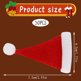 Thyonta 30 Pcs Mini Christmas Hat Decorations Cute Soft Non-Woven Fabric Finger Hats for Crafts Lollipop Covers Creative Children's Headwear Accessories