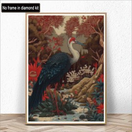 Kaliosy 5D Diamond Art Kits for Adults Crane Flower by Number Kits, Diamond Painting Art Animals DIY Full Drill Crystal Craft Cross Stitch Embroidery Decoration (12x16 inch) 30x40 cm