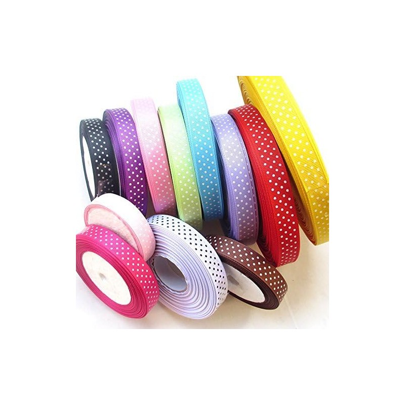 Chenkou Craft 24 Yards 5/8" Dot Grosgrain Ribbon Total 12