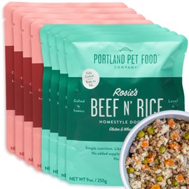 Portland Pet Food Company Salmon and Beef Wet Dog Food Pouches Variety Pack - Human-Grade, Gluten-Free Dog Food Toppers and Meals for Small and Large Breeds - Fresh Dog Food Made in the USA - 8-Pk