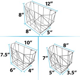 Blue Donuts Wall Hanging Fruit Basket Set of 3 Wire Baskets for Storage, Wall Organizer, Multi-functional Produce Basket Kitchen Storage Organizer, Silver