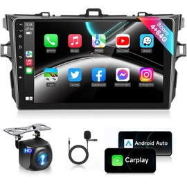【Type-C&USB Port】 8Core 4G 64G Car Stereo for Toyota Corolla 2009-2013 Radio with 9inch 1280X720P IPS Touchscreen/Wireless Carplay/Android Auto/DSP 32 EQ/BT 5.0/FM/RDS/WiFi/Backup Camera/MirrorLink