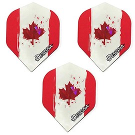 Designa - Bandera canadiense de Canadá, hoja de arce, 75 micras, patriota holográfica fuerte, vuelos de dardos (1 juego)