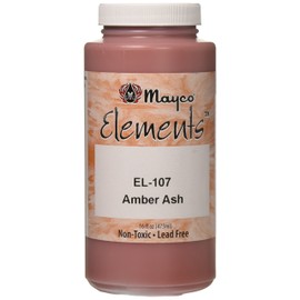 Mayco EL107P Elements Non-Toxic Glaze, 1 Pint Bottle, 6" Height, 2.75" Width, 2.75" Length, Amber Ash