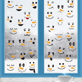 101 Pcs Snowman Face Vinyl Stickers Snowman Vinyl Decals for Wall Christmas Stickers Xmas Funny Decor for Wall Door Window Laptop Cup Waterproof Anti-Scratch Removable Peel and Stick Decorations