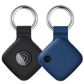 YWXTW [2 Pack Silicone Case for Tile Mate 2024 / Mate 2022 Tracker Holder with Keychain, Anti Lost Soft Secure Protective Cover Finder for Keys, Bags, Cat Dog Collar Tag Accessories (Black+Navy)