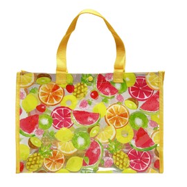 kiejun Pool Bag, Beach Bag, For Girls, Pool, Beach, Children, Transparent, Waterproof, Elementary School Students, Kindergarten, Nursery, Plastic Bag, ML, Girls, 02 Fruit Y