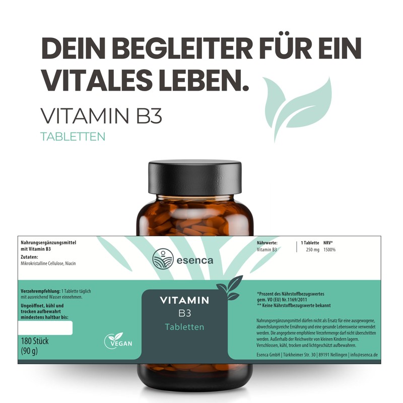 Vitamin B3 Tablets (Niacin) - 180 Tablets - 250 mg