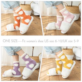FEPITO 4 Pairs Fluffy Socks Womens Winter Fluffy Cozy Socks Slipper Bed Socks for Women