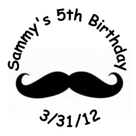 Handmade 108 Mustache Kisses Labels - Party Favors - Brown