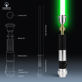 G4E Lightsaber with Bluetooth App, Smooth Swing, 16 Sound fonts, Infinite RGB Colour Change, Motion Control. Upgraded RGB v3.0. Light Saber For Adults and Cosplay. (Obi RGB (Duelling))