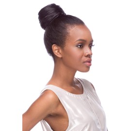 Draw String Swirl Hair Piece Color 1B Off Black - Sepia Wigs Swirly Synthetic African American Bun Updo Formal Length Womens Coil Trenza Peluca Bundle MaxWigs Hairloss Booklet