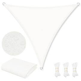 WOLTU Awning, Waterproof, 2 x 2 x 2 m, Triangular, 95% UV Protection Canvas, 200 g/m² Polyester Sun Protection Shade for Balcony, Patio, Garden, with Mounting Ropes, Cream