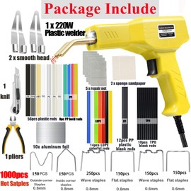220W Plastic Welder,2 in 1 Plastic Welding Kit 1000PCS Hot Staples Plastic Repair Kit With 100PCS Plastic Welding Rods Car Bumper Repair Kit for Most Plastic Repair