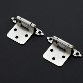 Ravinte 30 Pack 15 Pairs 1/2 inch Overlay Cabinet Hinges Satin Nickel Semi-Concealed Cupboard Hinges Face Mount Cabinet Door Hardware Self Closing Cabinet Hinges Decorative Kitchen Cabinet Hinges