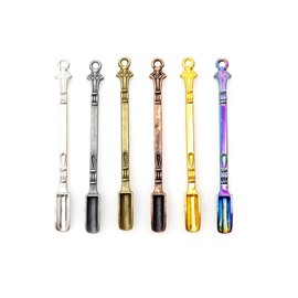 JZK 6X Mini Snuff Spoons, Miniature Shovel Scoop for Powder, Tiny Metal Spoon for Spices, Little herb Scoops, Small Spoon Pendant for DIY Keychain/Necklace