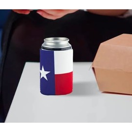 PKM Collapsible Neoprene Can Coolers Texas Flag Baseball Make America Great Again Reagan Bush 84 -Dont Tread on me - Trump 2024 (Texas Flag Star, Regulare 12 oz Can Cooler)
