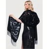 DQSSYTTX Women Velvet Shawl Long Tassel Scarf Warm Shawl Floral