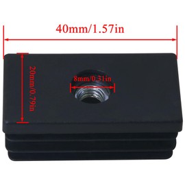 JJHXSM 6PCS M8 Threaded Square Tube Plugs Plastic Plugs Casters Black 20x40mm/0.8x1.6in Shelf Hole Plugs Table Plugs Adjustable Chair End Cap Inserts Furniture Foot Plugs