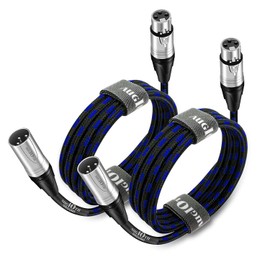Augioth XLR to XLR Pro Mic Cable 15 Ft 2-Pack Male to Female XLR Cable 3-pin Blue Balanced Shielded Microphone Cable for Amplifier Mixer,Speaker Systems,Recording Studio