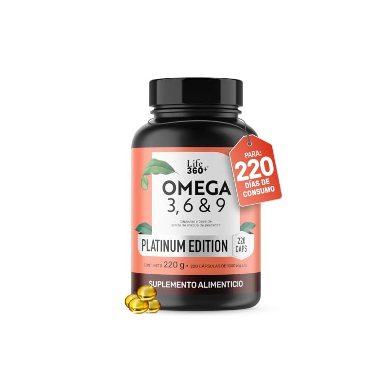 LIFE 360+ Omega 3, 6 y 9 Platinum 1000mg |